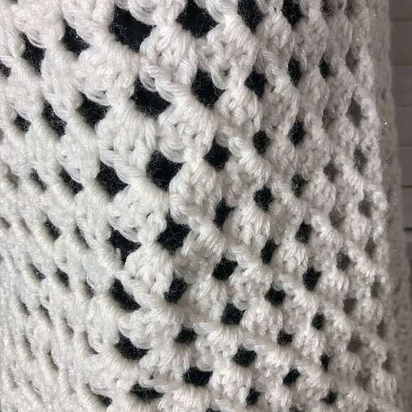 Vintage Handmade Crocheted Wool Shawl Wrap Cream One Size - Picture 8 of 8